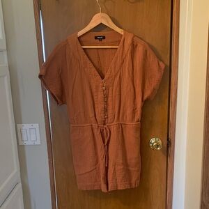 Rust Jumpsuit with Button Detail
